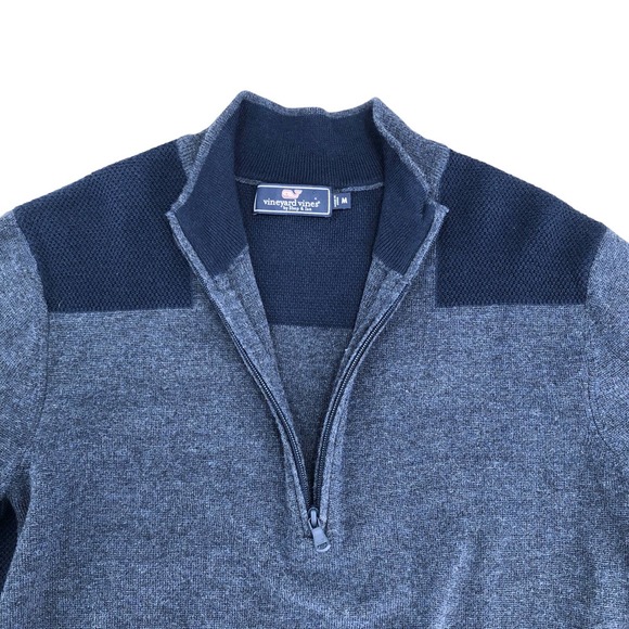 Vineyard Vines Mens Size Medium Wool Blend Shep Shirt Sweater Zip-Up Mock Neck - Picture 3 of 11
